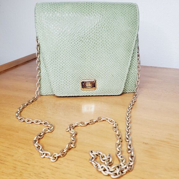 Handbags - VTG OHHHH ASHLEY Mini Green Leather Purse Womens Crossbody Bag Cute Chic Chain